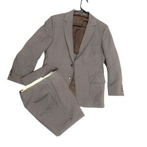 VTG Tailor Mens Pinstripe Suit Jacket and Pants Set Gray Business Formal